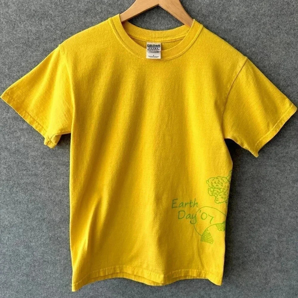 Earth Day Shirt Womens Small Yellow Trees‎ Recycle Nature Short Sleeve 2007